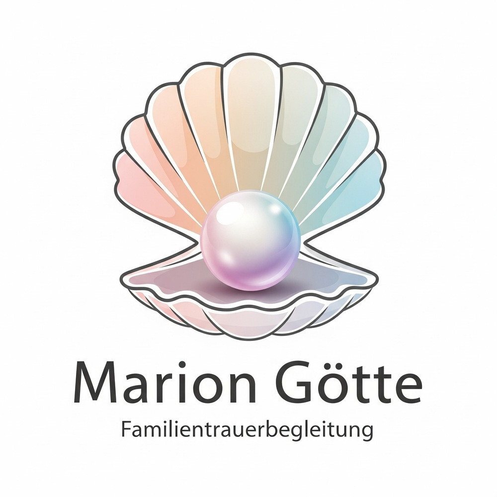 Logo von Familientrauerbegleitung Marion Goette - Regenbogen Muschel mit einer Perle
